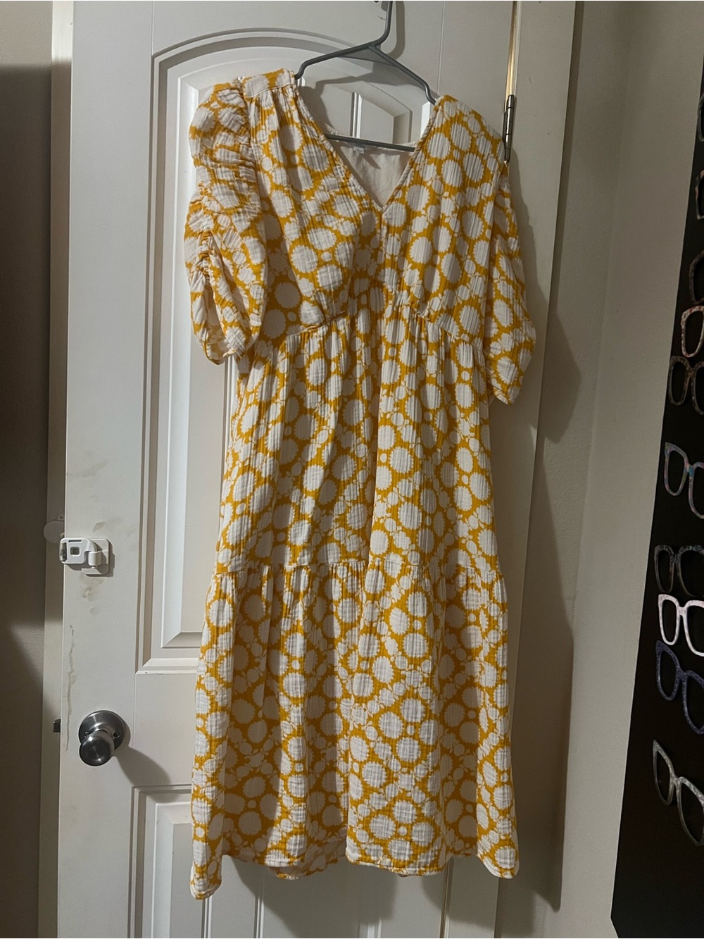 Girls' Yellow and White Floral Tiered Dress